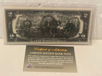 FULL BACK To FACE OFFSET COLORIZED PRINTING ERROR OVERPRINT $2 Genuine US Bill