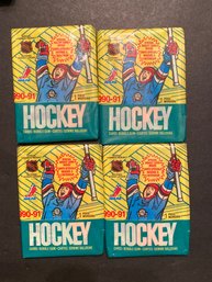 1990-91 O-Pee-Chee Hockey Wax Pack Lot Of 4