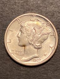 1937 Mercury Dime BU