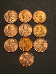 1969 S Lincoln Penny Lot Of 10 BU