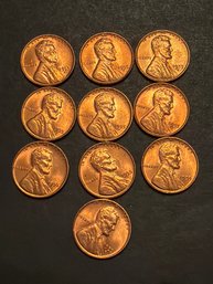 1955 D Wheat Penny Lot Of 10 BU
