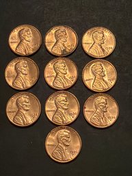 1974 S Lincoln Penny Lot Of 10 BU
