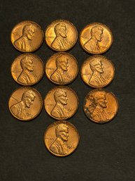 1964 D Lincoln Penny Lot Of 10 BU