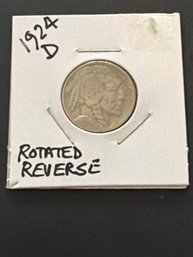 1924 D Buffalo Nickel. Rotated Reverse Error!!