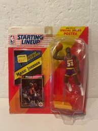 Starting Lineup Magic Johnson Lakers Figure W/ Poster MOC