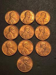 1968 S Lincoln Penny BU Lot Of 10