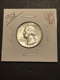1958 (P) Washington Quarter 90% Silver Gem BU US Coin