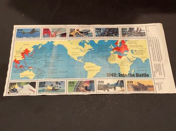 Collectable Commemorative Sheet Of 10 Stamps 1991 '1942: Into The Battle' MNH