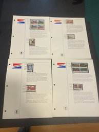 American Commemorative Stamps Pages - Lot Of 4 Assorted