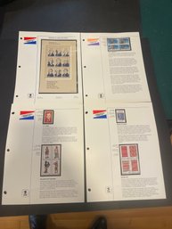 American Commemorative Stamps Pages - Lot Of 4 Assorted