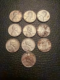 Assorted Steel Wheat Pennies Lot Of 10