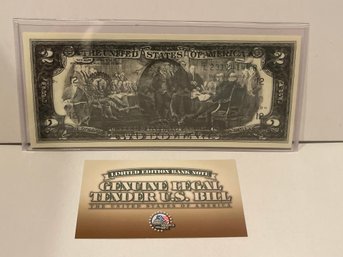 FULL BACK To FACE OFFSET COLORIZED PRINTING ERROR OVERPRINT $2 Genuine US Bill