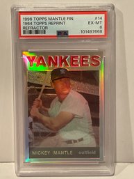 1996 TOPP'S MANTLE FINEST REFRACTOR REPRINT 1964 TOPP'S #14 PSA EX-MT 6