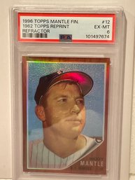 G768 1996 MANTLE FINEST 1962 TOPPS Refractor REPRINT #PSA EX-MT 6