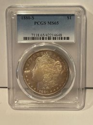 1880-S Morgan Silver $ PCGS MS-65 Light Pastel Toning