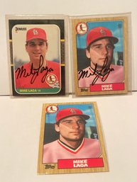 3 - Mike Laga Cards - 2 Autographs