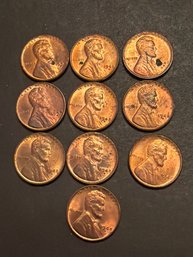 1948 D Lincoln Penny BU Lot Of 10. Various Toning And Oxidation.
