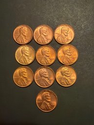 1955 P Wheat Penny BU Lot Of 10.