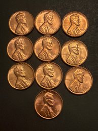 1960 P Lincoln Penny BU Lot Of 10.