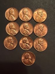 1960 P Lincoln Penny BU Lot Of 10.