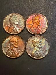 1960 D Lincoln Penny BU Lot Of 4. Rainbow Toning!