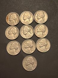 1952 D Jefferson Nickel Lot Of 10