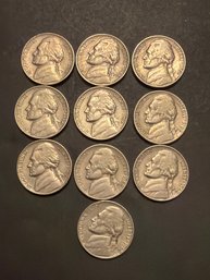 1962 P Jefferson Nickel Lot Of 10