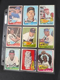 1965 Topps Baseball Card Lot Of 9