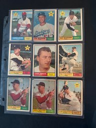 1961 Topps Baseball Card Lot Of 9