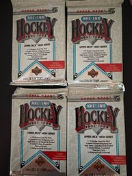Upper Deck NHL Hockey 1991-1992 High Number Series Wax Pack Lot Of 4