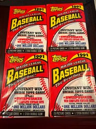 1991 Topps Wax Packs Lot Of 4