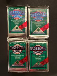 1990 Upper Deck Baseball Cards Wax Pack Lot Of 4