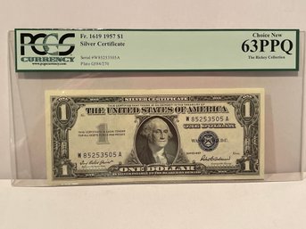 $1 1957 Silver Fr. 1619 Grade PCGS 63 PPQ