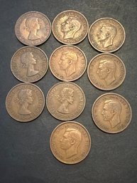 Great Britain Half Penny Lot Of 10