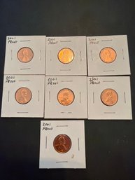 2001 S Lincoln Penny Proof Lot Of 7