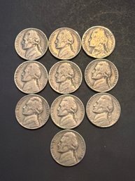 1953 P Jefferson Nickel Lot Of 10