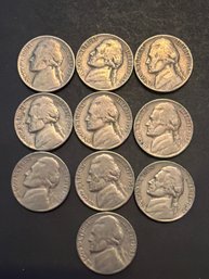 1953 P Jefferson Nickel Lot Of 10