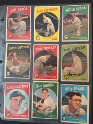 1959 Topps Baseball Card Lot Of 9