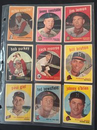 1959 Topps Baseball Card Lot Of 9