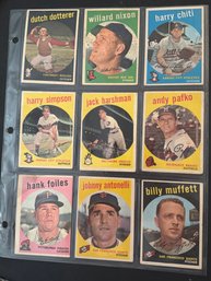 1959 Topps Baseball Card Lot Of 9