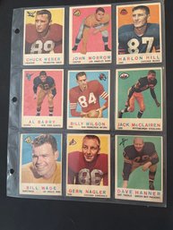 1959 Topps Football Card Lot Of 9