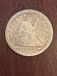 1853 Seated Liberty Quarter Dollar