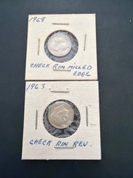 Roosevelt Dime Lot Of 2. One Is Silver.