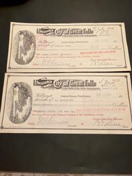 1913 Montana Treasury Note Lot Of 2
