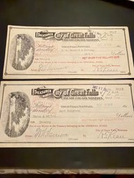 1913 Montana Treasury Note Lot Of 2