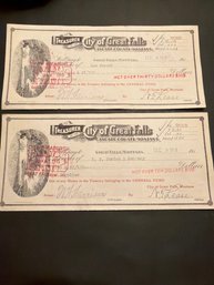 1913 Montana Treasury Note Lot Of 2