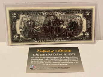 FULL BACK To FACE OFFSET COLORIZED PRINTING ERROR OVERPRINT $2 Genuine US Bill