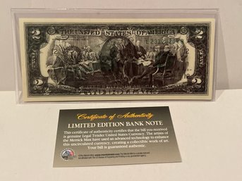 FULL BACK To FACE OFFSET COLORIZED PRINTING ERROR OVERPRINT $2 Genuine US Bill
