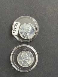 1943 Steel Penny Encapsulated Lot Of 2. BU?