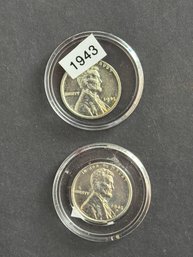 1943 Steel Penny Encapsulated Lot Of 2. BU?